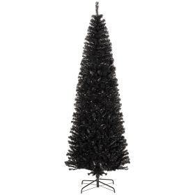 8 FT Slim Christmas Tree with Lights, Pencil Xmas Tree with Stand, 1168 Tips, Holiday Indoor Decoration for Party, Black