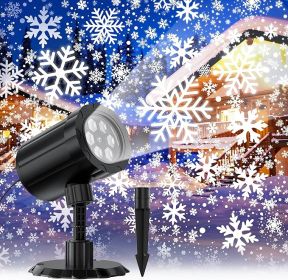 Christmas Projector Lights Outdoor, GUSODOR Dynamic Snowflake Projector IP65 Waterproof Snow Projection Lights for Indoor Outdoor Christmas Decor