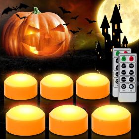 CANDLE IDEA 6 PCS Halloween Pumpkin LED Lights with Remote Timer Bright Flickering Battery Operated Jack-O-Lantern Electric Flameless Candles for