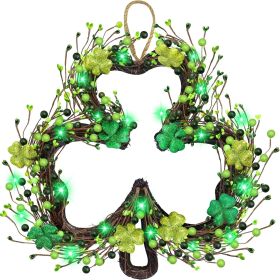 St Patricks Day Decorations, Shamrocks Wreath for Front Door