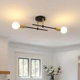 Sputnik Light Fixture, 2 Lights Sputnik Chandelier Semi Flush Mount Ceiling Light Fixture for Bedroom, Dining Room, Bathroom, Hallway, Living Roo
