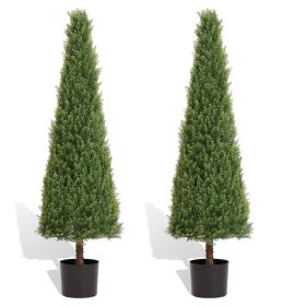 4FT Conical Topiary Cedar Trees Artificial Outdoor Lifelike Faux Evergreen Shrubs and Bushes