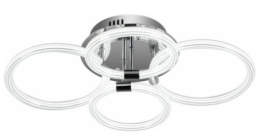 Modern LED Ceiling Light, Flush Mount Ceiling Light With Dimmable Remote Control, 6Rings Acrylic Ceiling Light Fixture For Bedroom, Living Room, (Option: Chrome Plateing)