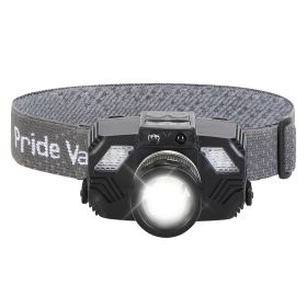 1Pc Motion Sensor LED Headlamp Zoomable Headlamp Flashlight Waterproof Outdoor Emergency Headlight With 3 Lighting Modes (Option: Black)