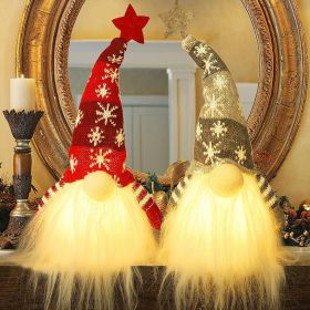 Lighted Christmas Gnome, Handmade Plush Scandinavian Swedish Tomte, Light Up Elf Toy Holiday Present (Shape: Novelty)